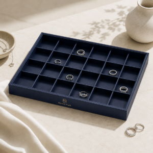 Black Leather Jewelry Tray Counter - material or structure detail - JD-BM-02-P15