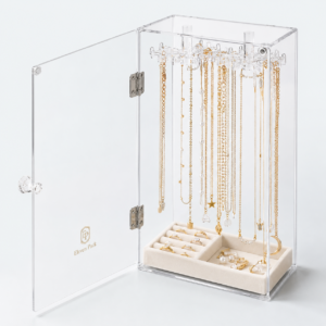 Clear Acrylic Glass Jewelry Display Stand - open product view - JD-BM-04-P10 Clear Acrylic Glass Jewelry Display Stand - open product view - JD-BM-04-P10
