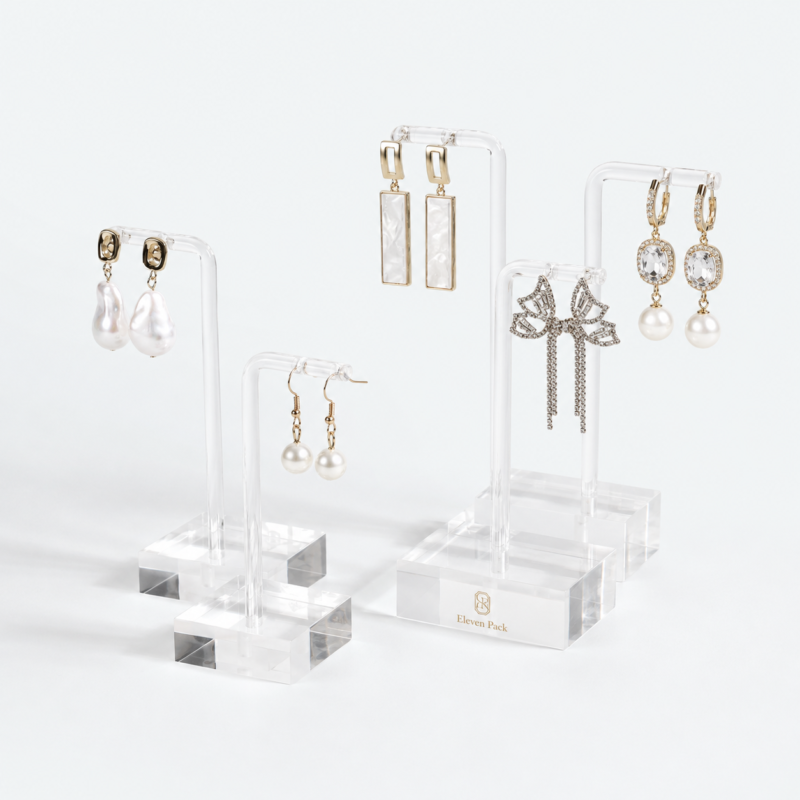 Clear Acrylic Glass Jewelry Display Stand for Counter - open product view - JD-BM-04-P11 Clear Acrylic Glass Jewelry Display Stand for Counter - open product view - JD-BM-04-P11