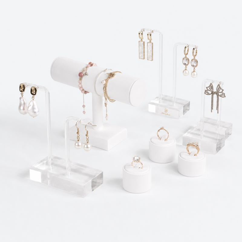 Clear Acrylic Glass Jewelry Display Stand for Counter - closed product view - JD-BM-04-P11 Clear Acrylic Glass Jewelry Display Stand for Counter - closed product view - JD-BM-04-P11
