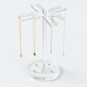 Clear Acrylic Glass Rotating Jewelry Display Stand - closed product view - JD-BM-04-P12