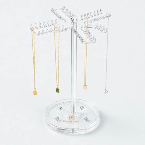 Clear Acrylic Glass Rotating Jewelry Display Stand - closed product view - JD-BM-04-P12