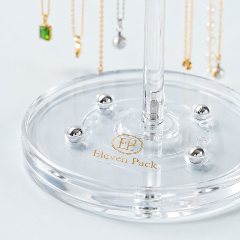 Clear Acrylic Glass Rotating Jewelry Display Stand - material or structure detail - JD-BM-04-P12