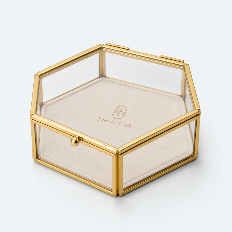 Acrylic Glass Jewelry Display Box - closed product view - JD-BM-04-P4 Acrylic Glass Jewelry Display Box - closed product view - JD-BM-04-P4