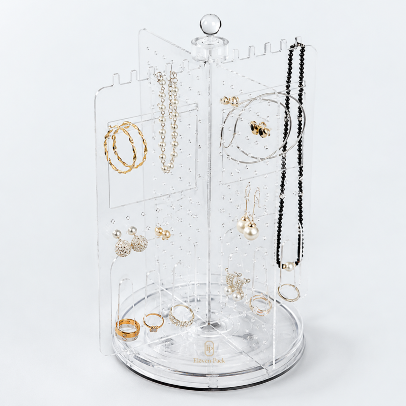 Clear Acrylic Jewelry Display Stand - open product view - JD-BM-04-P5 Clear Acrylic Jewelry Display Stand - open product view - JD-BM-04-P5