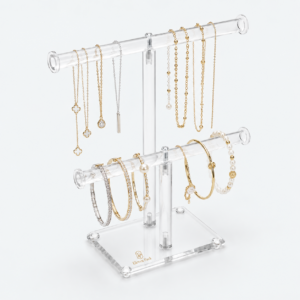 Clear Acrylic Jewelry Display Stand for Counter - open product view - JD-BM-04-P6