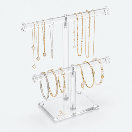 Clear Acrylic Jewelry Display Stand for Counter - open product view - JD-BM-04-P6