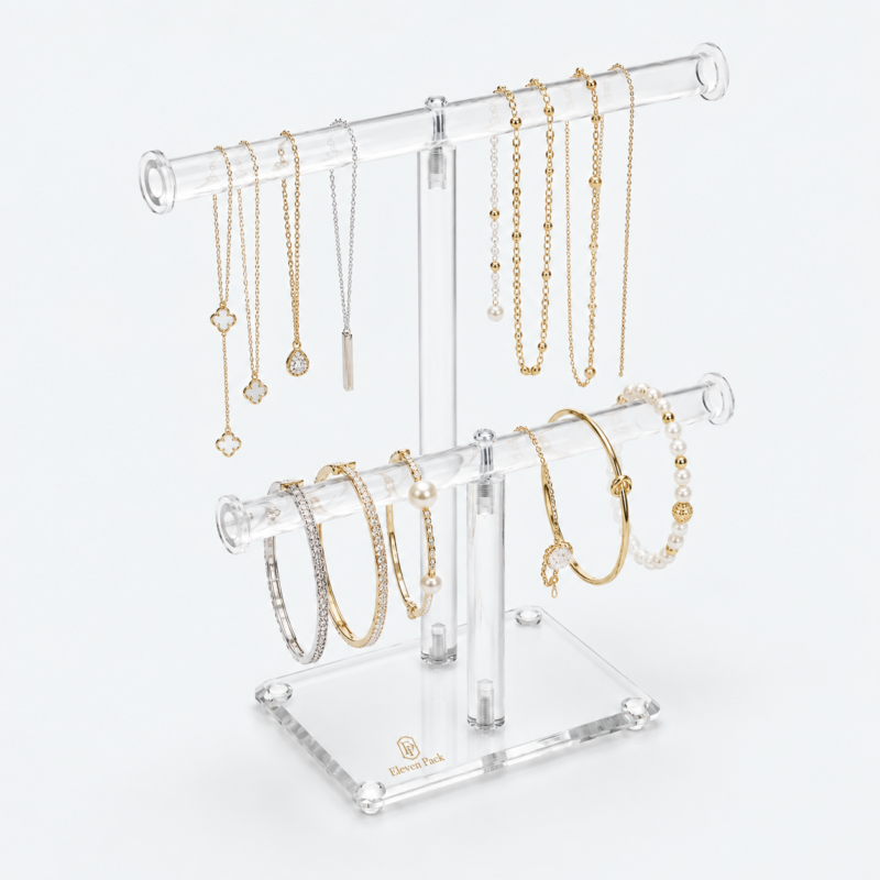 Clear Acrylic Jewelry Display Stand for Counter - open product view - JD-BM-04-P6