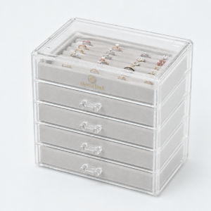 Clear Acrylic Drawer Jewelry Display Stand - closed product view - JD-BM-04-P8