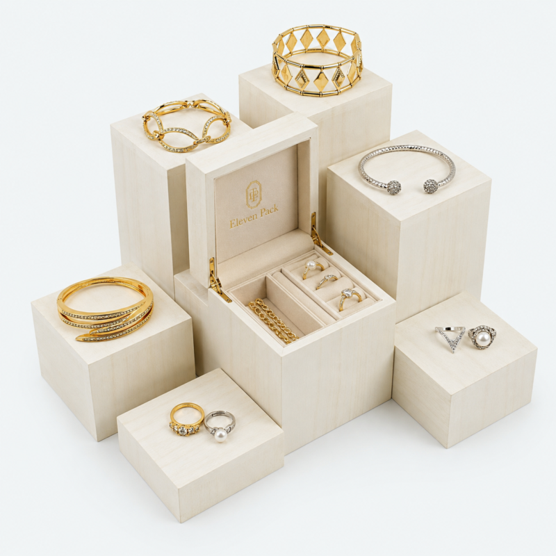 Wooden Jewelry Display Stand Sets - open product view - JD-BM-05-P10