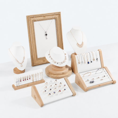 Wooden Bracelet and Necklace Display Prop for Counter - open product view - JD-BM-05-P12