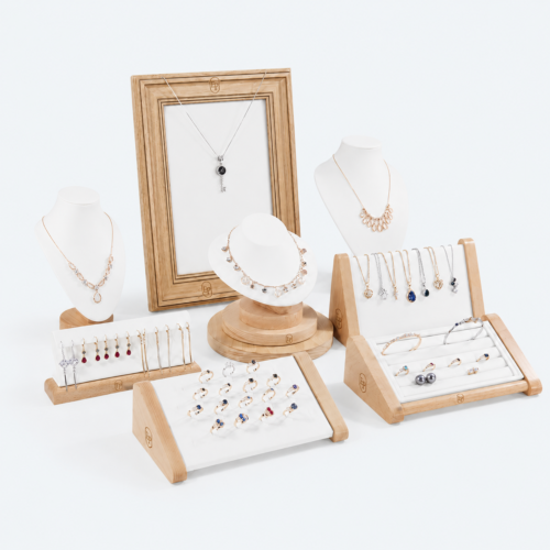 Wooden Bracelet and Necklace Display Prop for Counter - closed product view - JD-BM-05-P12