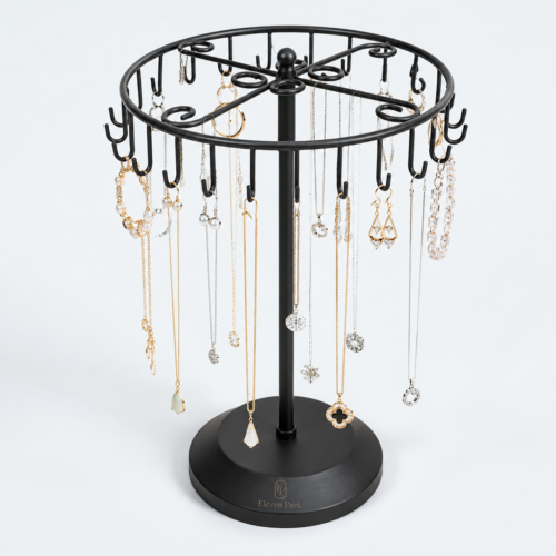 Metal Rotating Jewelry Display Stand - open product view - JD-BM-06-P17 Metal Rotating Jewelry Display Stand - open product view - JD-BM-06-P17