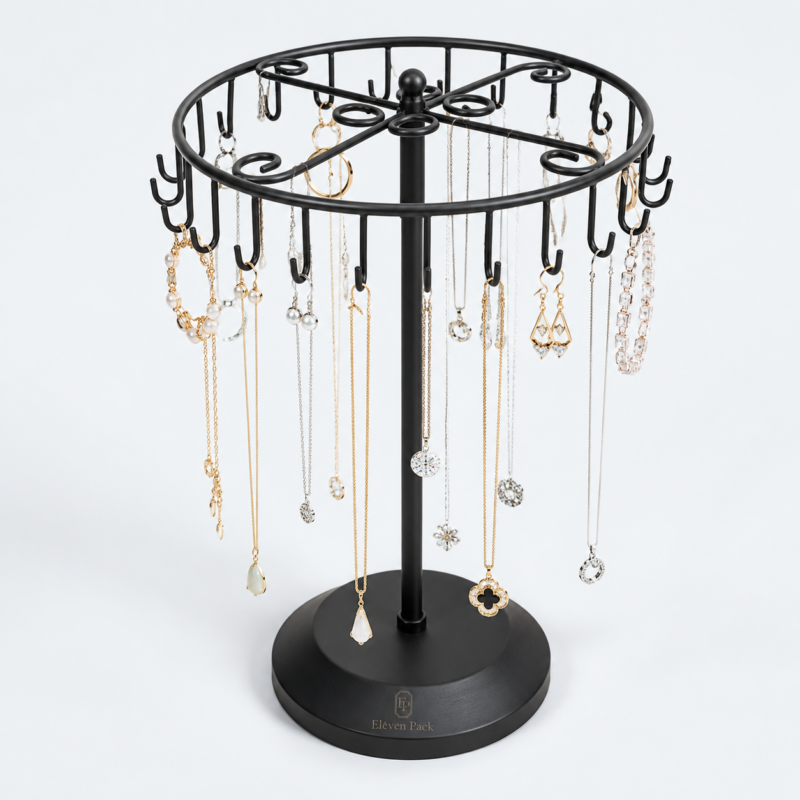 Metal Rotating Jewelry Display Stand - open product view - JD-BM-06-P17 Metal Rotating Jewelry Display Stand - open product view - JD-BM-06-P17