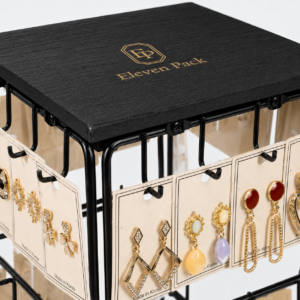 With LED Light Rotating Metal Earring Display Stand - material or structure detail - JD-BM-06-P18