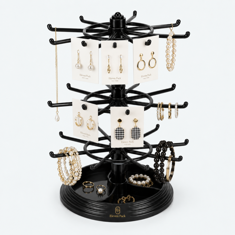 Metal Earring Display Stand Rotating for Counter - closed product view - JD-BM-06-P21