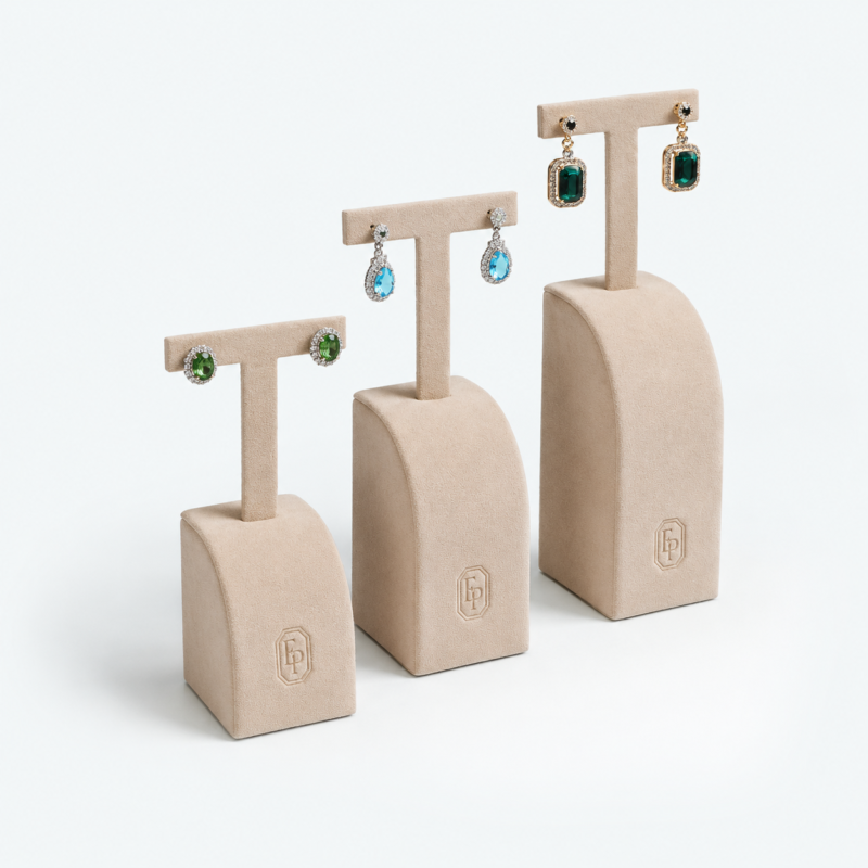 Suede Premium Earring Display Stand - open product view - JD-BM-07-P2 Suede Premium Earring Display Stand - open product view - JD-BM-07-P2