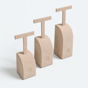 Suede Premium Earring Display Stand - closed product view - JD-BM-07-P2 Suede Premium Earring Display Stand - closed product view - JD-BM-07-P2