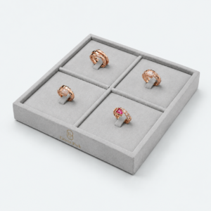 Suede Ring Display Tray - closed product view - JD-BM-07-P3 Suede Ring Display Tray - closed product view - JD-BM-07-P3