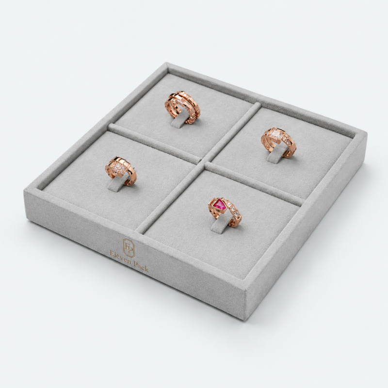 Suede Ring Display Tray - closed product view - JD-BM-07-P3 Suede Ring Display Tray - closed product view - JD-BM-07-P3