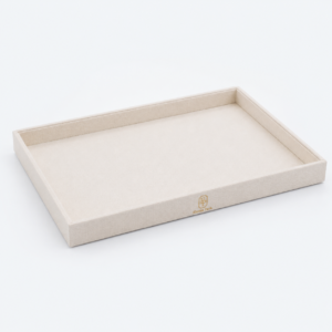 Beige Linen Elegant Jewelry Display Tray - open product view - JD-BM-08-P1 Beige Linen Elegant Jewelry Display Tray - open product view - JD-BM-08-P1