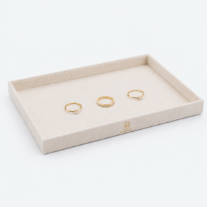 Beige Linen Elegant Jewelry Display Tray - closed product view - JD-BM-08-P1 Beige Linen Elegant Jewelry Display Tray - closed product view - JD-BM-08-P1