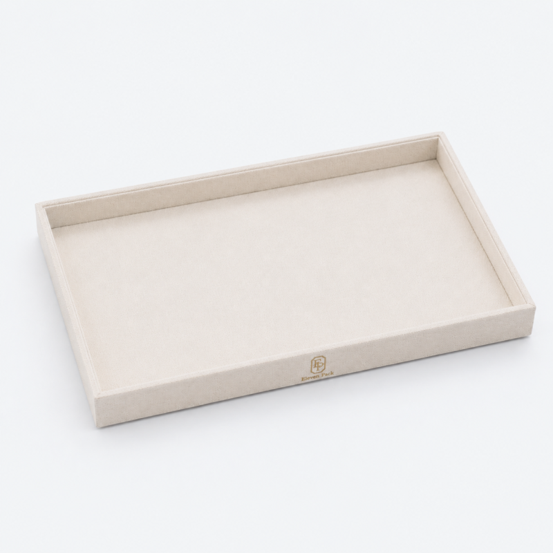 Beige Linen Elegant Jewelry Display Tray - material or structure detail - JD-BM-08-P1 Beige Linen Elegant Jewelry Display Tray - material or structure detail - JD-BM-08-P1