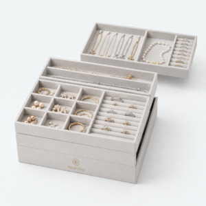 Velvet Stackable Jewelry Tray - open product view - JD-BT-01-P1