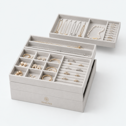 Velvet Stackable Jewelry Tray - open product view - JD-BT-01-P1