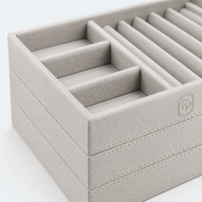 Velvet Stackable Jewelry Tray - material or structure detail - JD-BT-01-P1