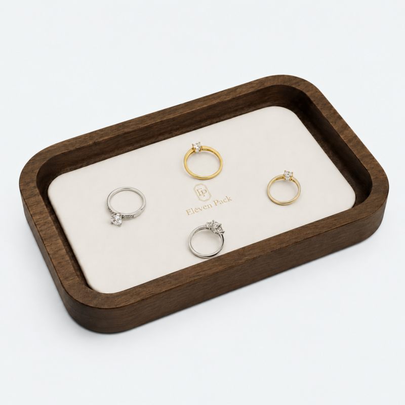 Walnut Velvet Jewelry Tray - lifestyle usage scene - JD-BT-05-P2
