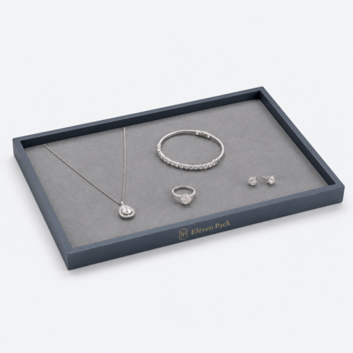 Walnut Velvet Jewelry Tray for Counter - closed product view - JD-BT-05-P3