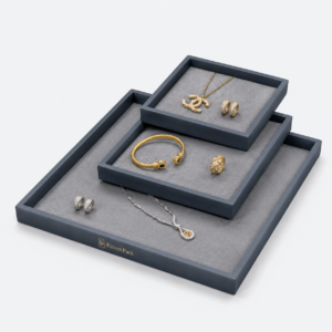 Walnut Velvet Jewelry Tray for Counter - lifestyle usage scene - JD-BT-05-P3