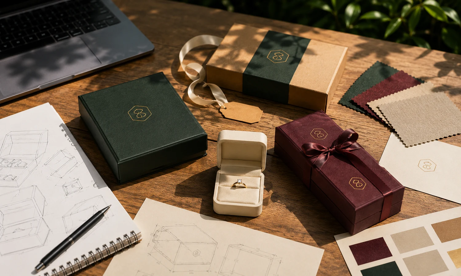 Designer reviewing a jewelry box supplier sample