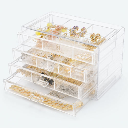 Acrylic Jewelry Organizer Box - open product view - JO-01-P10