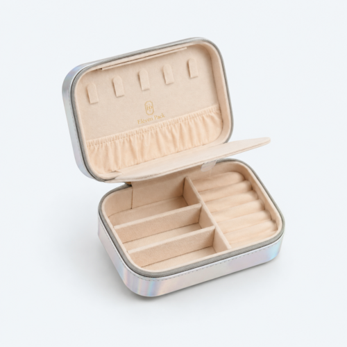 Leather Glossy Jewelry Organizer Box - open product view - JO-01-P13