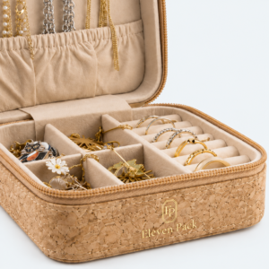 Leather Jewelry Organizer Box Woven - material or structure detail - JO-01-P14
