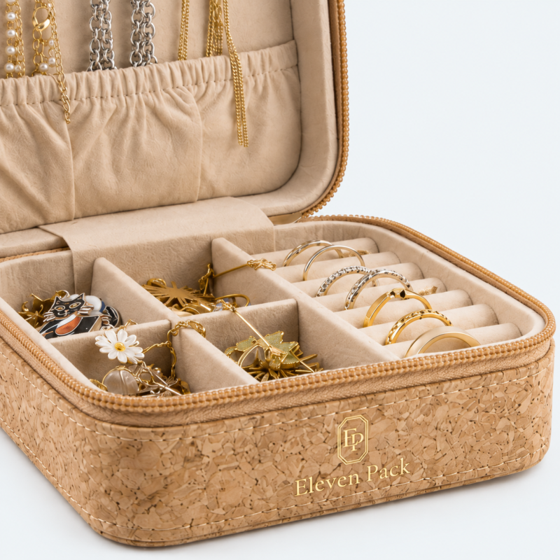 Leather Jewelry Organizer Box Woven - material or structure detail - JO-01-P14