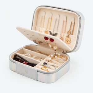 Leather Jewelry Organizer Box Beige - material or structure detail - JO-01-P15 Leather Jewelry Organizer Box Beige - material or structure detail - JO-01-P15