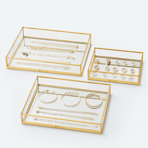 Glass Jewelry Organizer Box - open product view - JO-01-P16