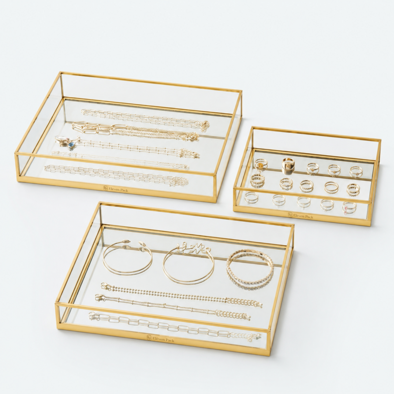Glass Jewelry Organizer Box - open product view - JO-01-P16