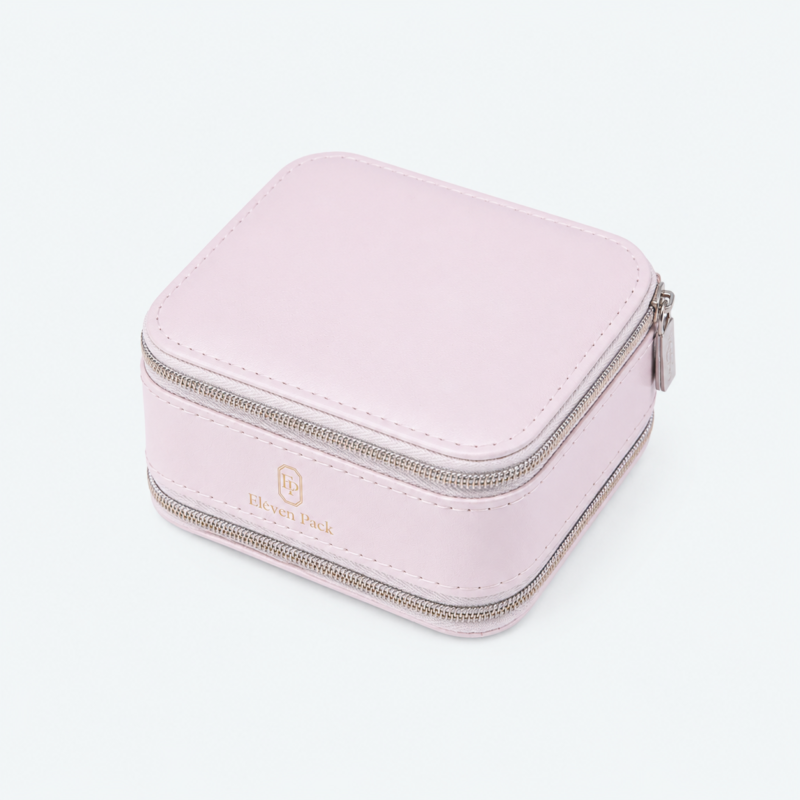 Leather Jewelry Organizer Box Mirror - closed product view - JO-01-P17 Leather Jewelry Organizer Box Mirror - closed product view - JO-01-P17