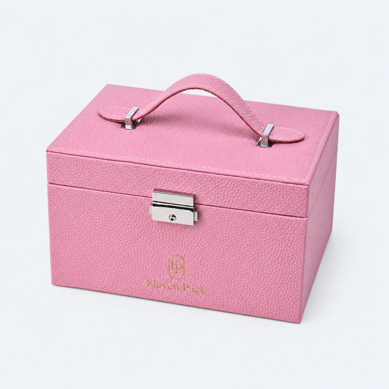 Leather Jewelry Organizer Box Organized Style B - closed product view - JO-01-P18 Leather Jewelry Organizer Box Organized Style B - closed product view - JO-01-P18