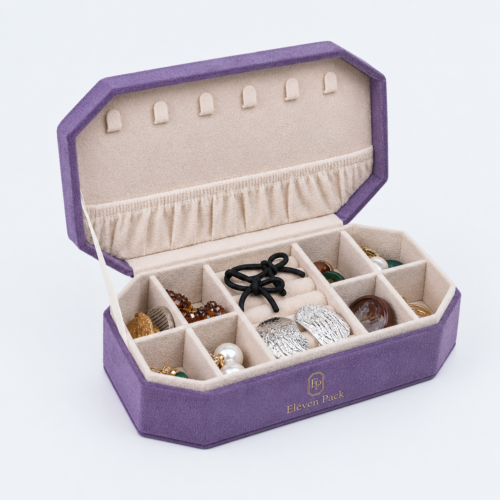 Suede Jewelry Organizer Box - open product view - JO-01-P20