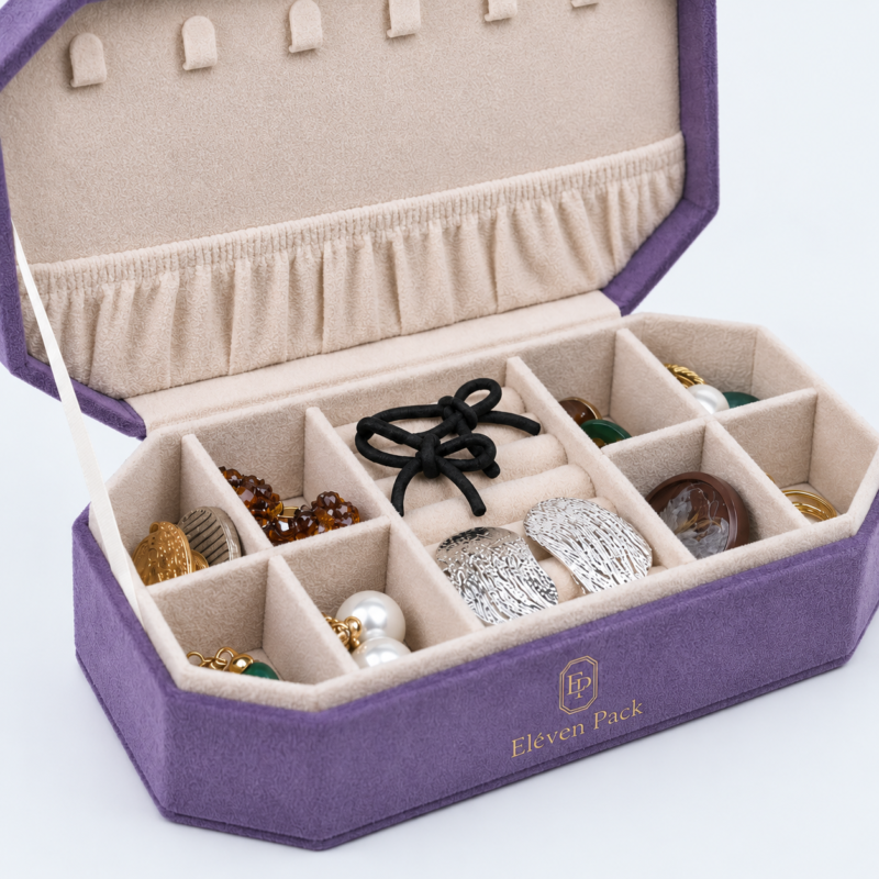 Suede Jewelry Organizer Box - material or structure detail - JO-01-P20