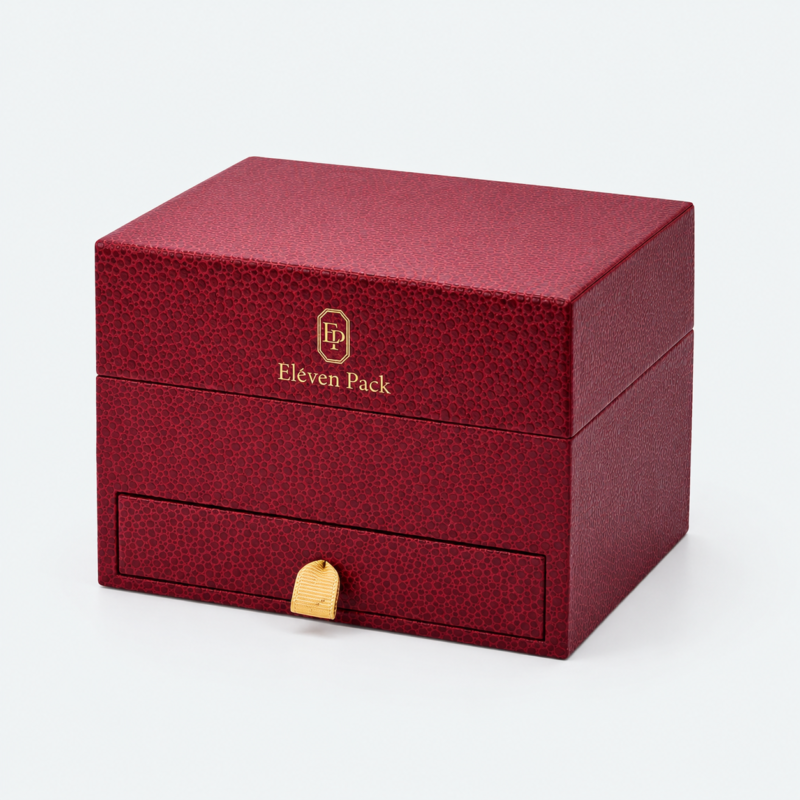 Leather Jewelry Organizer Box Burgundy - closed product view - JO-01-P25 Leather Jewelry Organizer Box Burgundy - closed product view - JO-01-P25