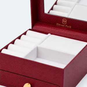 Leather Jewelry Organizer Box Burgundy - material or structure detail - JO-01-P25 Leather Jewelry Organizer Box Burgundy - material or structure detail - JO-01-P25