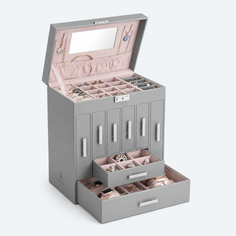 Multi-Layer Jewelry Organizer Box - open product view - JO-01-P30