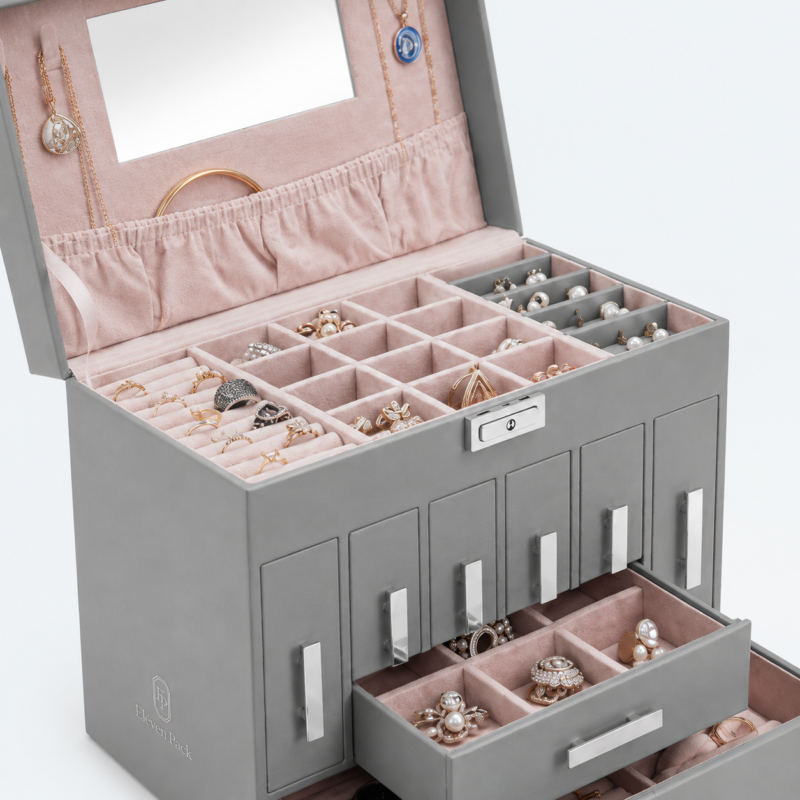 Multi-Layer Jewelry Organizer Box - material or structure detail - JO-01-P30