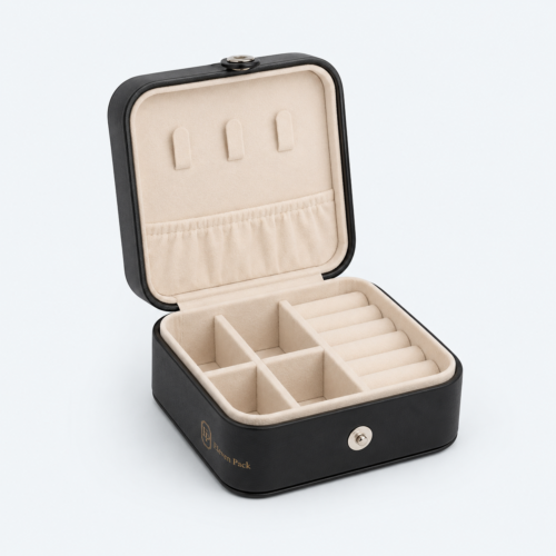 Leather Jewelry Organizer Box Travel - open product view - JO-01-P31